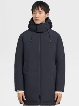 Темно-синя куртка ZEGNA зі знімним капюшоном: фото 1 - Invogue