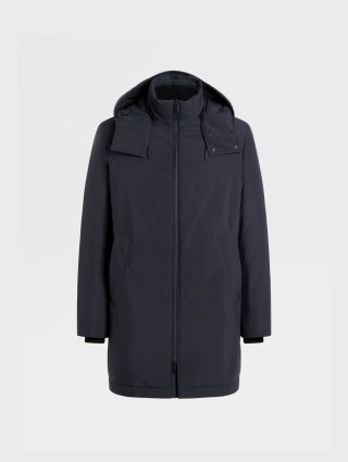 Темно-синя куртка ZEGNA зі знімним капюшоном: фото - Invogue