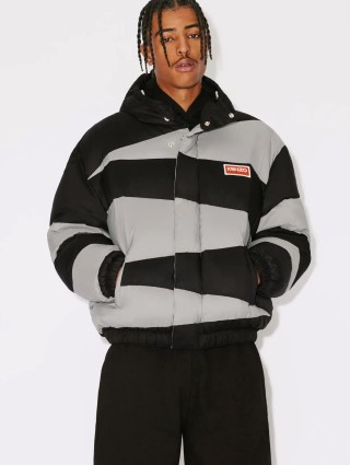 Парка KENZO з капюшоном з двокольоровим візернуком: фото 1 - Invogue