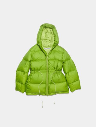 Зелена куртка-пуховик Acne Studios  з капюшоном: фото - Invogue