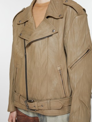 Коричнева куртка ACNE STUDIOS шкіряна: фото 3 - Invogue