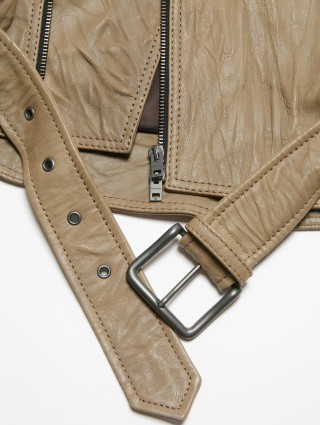 Коричнева куртка ACNE STUDIOS шкіряна: фото 4 - Invogue