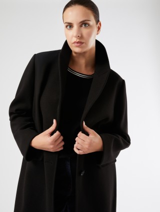 Чорне пальто Persona з еластичного трикотажу: фото 2 - Invogue