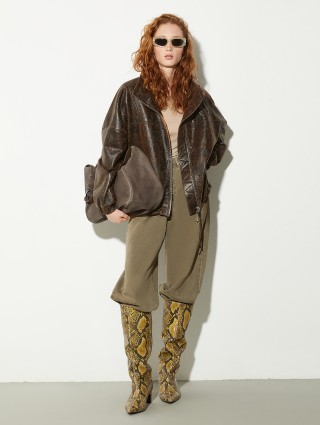 Коричневая куртка Max&Co кожаная: фото 1 - Invogue