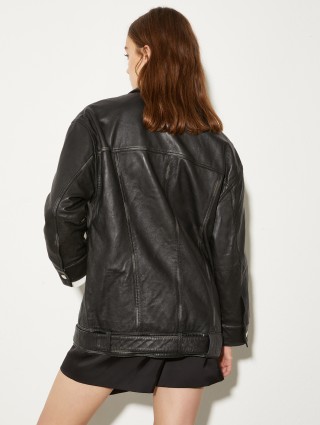 Черная куртка Max&Co кожаная: фото 3 - Invogue