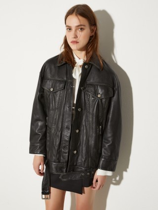 Черная куртка Max&Co кожаная: фото 2 - Invogue