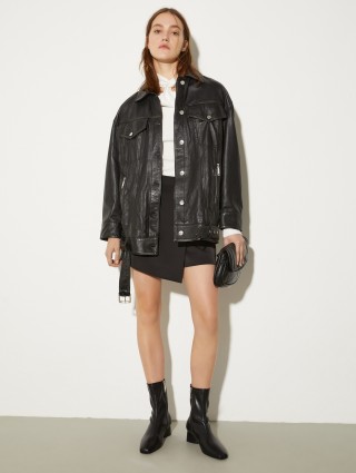 Черная куртка Max&Co кожаная: фото 1 - Invogue