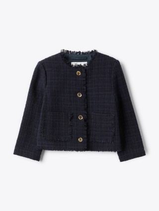 Темно-синій жакет IL GUFO твідовий: фото - Invogue