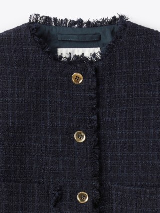 Темно-синій жакет IL GUFO твідовий: фото 3 - Invogue