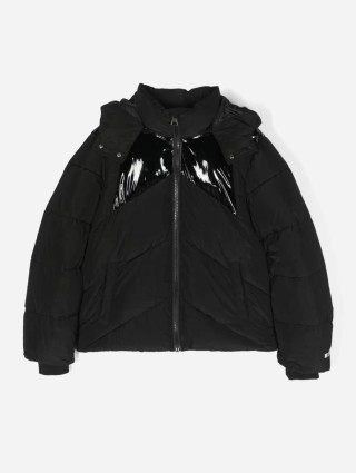 Чорна куртка-пуховик MSGM Kids з логотипом: фото - Invogue