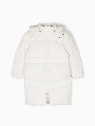 Біла куртка EMPORIO ARMANI з капюшоном: фото - Invogue