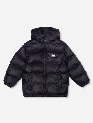 Чорна куртка DOLCE&GABBANA зі знімним капюшоном та металевою пластиною з логотипом: фото - Invogue