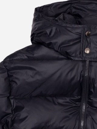 Чорна куртка DOLCE&GABBANA зі знімним капюшоном та металевою пластиною з логотипом: фото 2 - Invogue