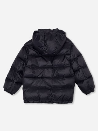 Чорна куртка DOLCE&GABBANA зі знімним капюшоном та металевою пластиною з логотипом: фото 1 - Invogue