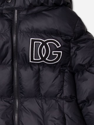 Чорна куртка DOLCE&GABBANA з логотипом та знімним капюшоном: фото 2 - Invogue