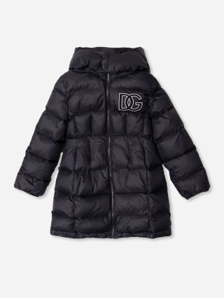 Чорна куртка DOLCE&GABBANA з логотипом та знімним капюшоном: фото - Invogue