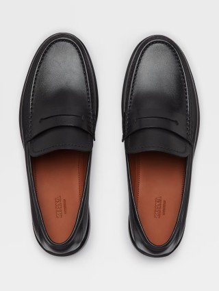 Чорні лофери Zegna X-Lite з полірованої вручну шкіри: фото 4 - Invogue