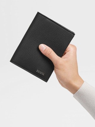Черная обложка для паспорта ZEGNA из кожи: фото 1 - Invogue