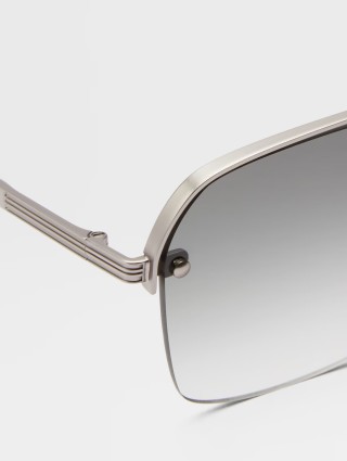 Сонцезахисні окуляри Zegna в сріблястій оправі: фото 3 - Invogue