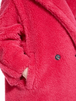 Малинове пальто Teddy oversize Max Mara з бленду альпаки та шовку: фото 4 - Invogue