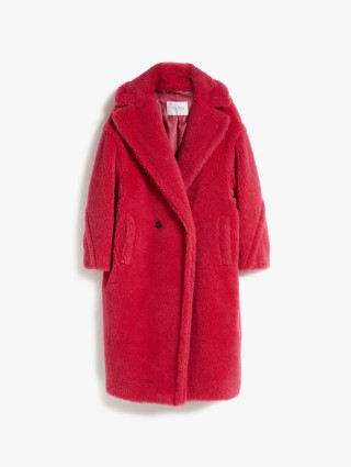 Малинове пальто Teddy oversize Max Mara з бленду альпаки та шовку: фото - Invogue