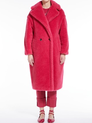 Малинове пальто Teddy oversize Max Mara з бленду альпаки та шовку: фото 1 - Invogue