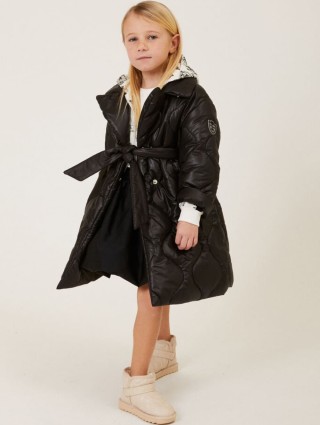 Чорне пальто MONNALISA стьобане: фото 1 - Invogue