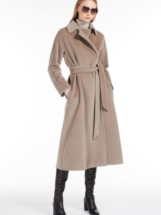 Бежевое пальто MAX MARA из шерсти средней длины: фото 4 - Invogue