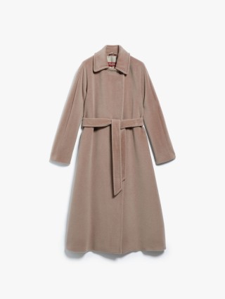 Бежевое пальто MAX MARA из шерсти средней длины: фото - Invogue