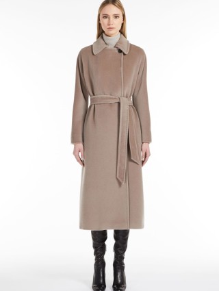 Бежевое пальто MAX MARA из шерсти средней длины: фото 1 - Invogue