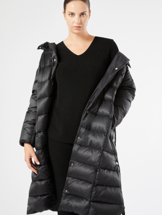 Чорний пуховик Marina Rinaldi з атласу: фото 4 - Invogue