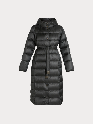 Чорний пуховик Marina Rinaldi з атласу: фото - Invogue