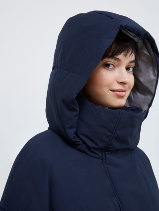 Темно-синий пуховик Max&Co миди: фото 3 - Invogue