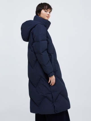 Темно-синий пуховик Max&Co миди: фото 2 - Invogue