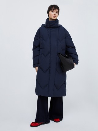 Темно-синий пуховик Max&Co миди: фото 4 - Invogue