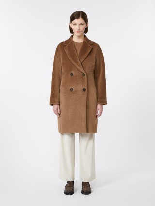 Коричневое пальто MAX MARA из альпаки и шерсти: фото 2 - Invogue