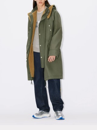 Зимняя парка цвета хаки KENZO прямого кроя: фото 7 - Invogue