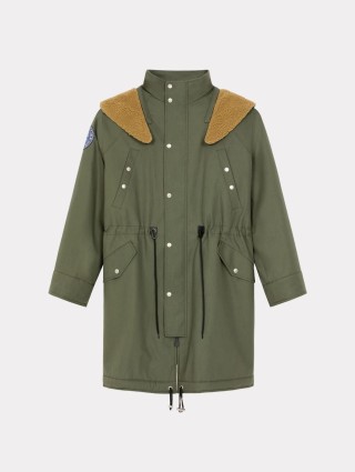 Зимняя парка цвета хаки KENZO прямого кроя: фото - Invogue