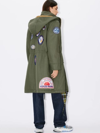 Зимняя парка цвета хаки KENZO прямого кроя: фото 2 - Invogue