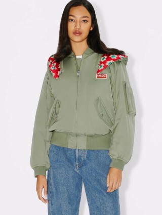 Зеленая короткая парка KENZO со съемным капюшоном: фото 1 - Invogue