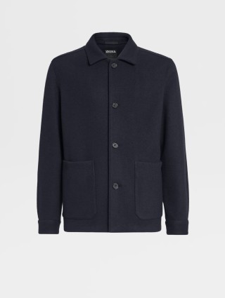 Темно-синий пиджак Zegna с отложным воротом и з бленда шерсти и кашемира: фото - Invogue