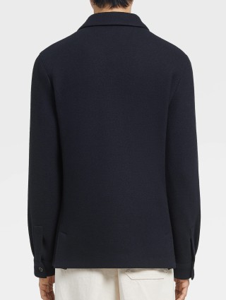 Темно-синий пиджак Zegna с отложным воротом и з бленда шерсти и кашемира: фото 2 - Invogue