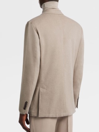 Бежевий меланжевий піджка Zegna з кашеміру: фото 2 - Invogue