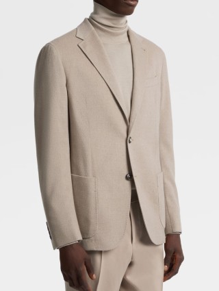 Бежевий меланжевий піджка Zegna з кашеміру: фото 1 - Invogue
