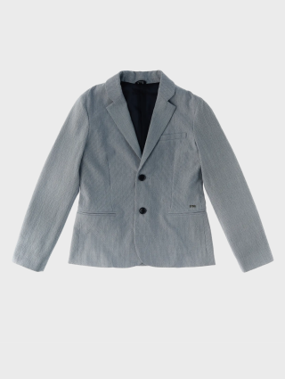 Синий пиджак EMPORIO ARMANI KIDS прямого кроя: фото - Invogue