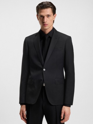Чёрный пиджак BOSS из шерсти: фото 2 - Invogue