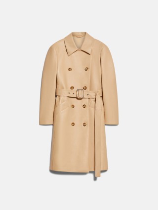 Кремовый плащ Sportmax кожаный: фото - Invogue