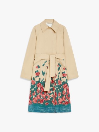 Бежевый плащ Weekend Max Mara с цветочным узором: фото - Invogue
