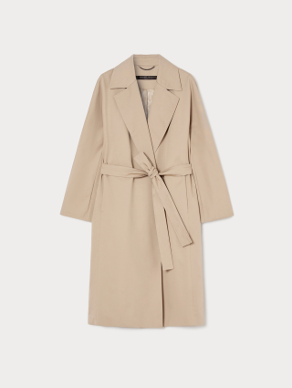 Светло-коричневый плащ Marina Rinaldi хлопковый: фото - Invogue