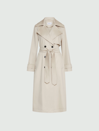 Бежевый плащ Marella двубортный: фото - Invogue